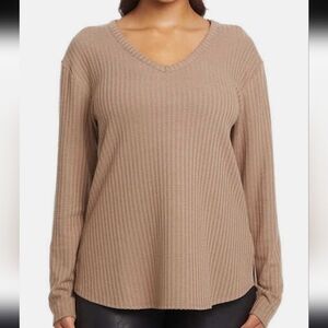Chaser Waffle Knit Long Sleeve V-neck Top